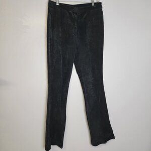 Icicle Womens Black 100% Leather Suede Front Zip Lined Split Hem Flare Pants 8